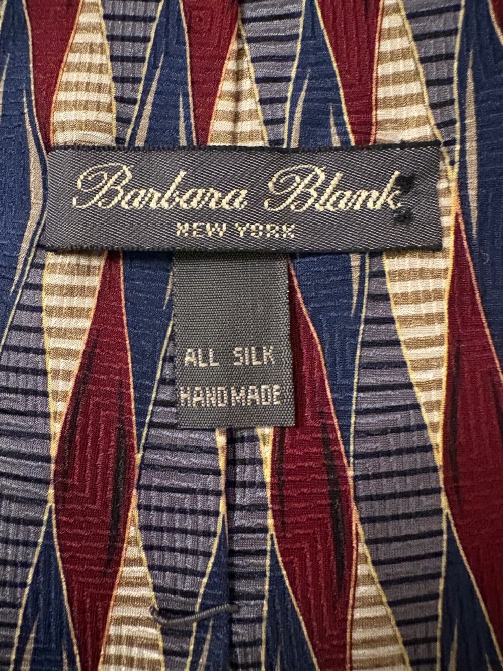 Vintage Barbara Blank New York 100% Silk Geometric Art Deco Necktie